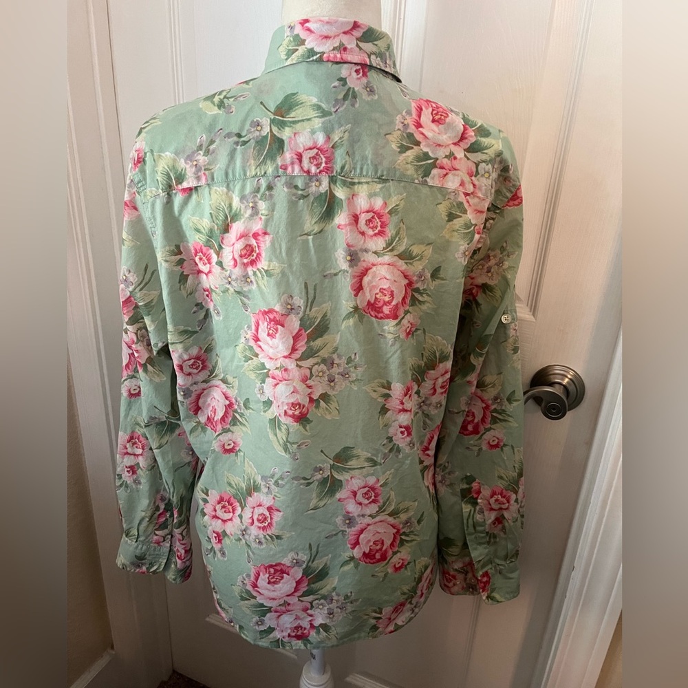 Lauren Floral Cotton Blouse. L - Picture 6 of 8